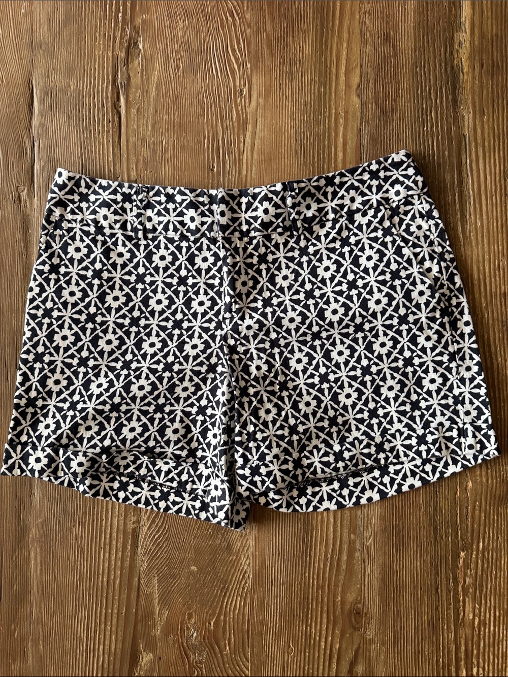 INC International Concepts Navy and White Geometric High-Rise Shorts